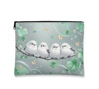Fantasiosa borsa per il trucco floreale, con uccelli e farfalle, borsa da viaggio per donne, organizer portatile in tela con cerniera, borsa da toilette primaverile per la cura della pelle, Verde, 7x9