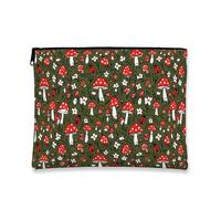 Fantasiosa borsa per il trucco floreale, graziosa borsa da viaggio per cosmetici a forma di fungo, organizer portatile in tela con cerniera, borsa da toilette ispirata alla natura per avventure