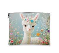 Fantasiosa borsa per il trucco floreale, grazioso design con lama da viaggio, borsa per cosmetici da donna, organizer portatile in tela con cerniera, per festival di primavera, bianco, 7x9 Inch