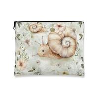 Fantasiosa borsa per il trucco floreale, motivo lumaca, astuccio da viaggio vintage per cosmetici, da donna, piccola borsa portatile in tela con cerniera, borsa da toilette primaverile per la cura