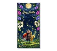 Fantasiosa coccinella copertura per porta decorativa, scena notturna floreale incantata, decorazione per porta d'ingresso, per interni ed esterni, festival di primavera, forniture per vacanze 91 x 183