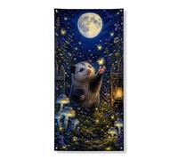 Fantasiosa decorazione per porta notturna, motivo foresta illuminata dalla luna incantata, per feste all'aperto, decorazione magica per la casa stagionale, 91 x 182 cm