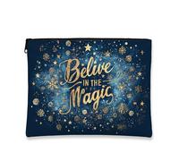 Fantasiosa trousse da viaggio per cosmetici, da donna, portatile, piccola borsa in tela con cerniera, borsa da toilette per la cura della pelle delle vacanze, Blu navy, 7x9 Inch, Magia