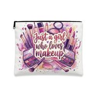 Fantasiosa trousse floreale con scritta "Just a Girl Who Loves", organizer da viaggio per articoli da toeletta da donna, perfetta per la primavera e l'uso quotidiano, 17,8 x 22,9 cm