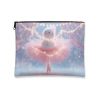 Fantasiosa trousse per il trucco, con ballerina e pupazzo di neve, borsa da viaggio per donne, piccola borsa portatile in tela con cerniera, borsa da toilette per la cura della pelle delle vacanze