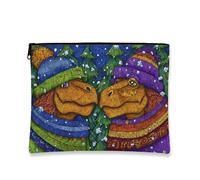 Fantasioso astuccio per il trucco, con dinosauri colorati, borsa invernale per cosmetici da donna, piccola borsa portatile in tela con cerniera, borsa da toilette per la cura della pelle delle vacanze