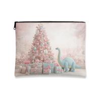 Fantasioso astuccio per il trucco, con dinosauro di pesca, astuccio da viaggio per cosmetici, da donna, portatile, in tela, con cerniera, borsa da toilette natalizia per la cura della pelle, Pesca