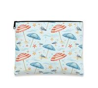 Fantasioso astuccio per il trucco con gabbiano costiero, borsa da viaggio per cosmetici da donna, organizer portatile in tela con cerniera, borsa da toilette estiva per la cura della pelle, Blu, 7x9