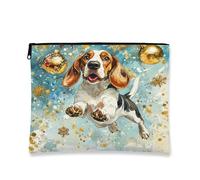 Fantasioso astuccio per il trucco del cane, borsa da viaggio per gli amanti degli animali, custodia portatile con cerniera, organizer per articoli da toeletta per le vacanze, 17,8 x 22,9 cm