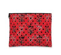 Fantasioso astuccio per trucchi a forma di coccinella, borsetta da viaggio da donna, borsa da viaggio portatile in tela con cerniera, borsa per la cura della pelle di San Valentino, 17,8 x 22,9 cm