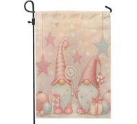 Fantasioso bandiera da giardino con gnomi di pesca, striscione decorativo con stelle festive, bandiera su entrambi i lati, decorazione natalizia per esterni per Natale e inverno, 30,5 x 45,7 cm