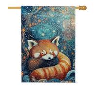 Fantasioso bandiera da giardino con panda rosso, decorazione colorata per autunno e inverno, striscione artistico double-face per esterni per la casa e il prato, 71 x 101 cm