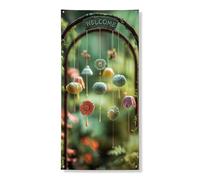 Fantasioso banner per porta di benvenuto, incantevoli decorazioni colorate da appendere per porta d'ingresso, decorazione da giardino primaverile per eventi interni ed esterni, 91 x 182 cm