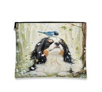 Fantasioso beauty case con cane, borsa da viaggio colorata per cosmetici, da donna, in tela, con cerniera, organizer per la cura della pelle primaverile, 17,8 x 22,9 cm