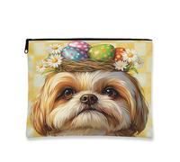 Fantasioso beauty case floreale, uova di Pasqua, trousse da viaggio per donne, organizer portatile in tela con cerniera, borsa da toilette primaverile per la cura della pelle, 17,8 x 22,9 cm