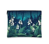 Fantasioso beauty case floreale vintage giglio verde borsa da viaggio per donne, organizer portatile in tela con cerniera, borsa da toilette per la cura della pelle naturale, Verde, 7x9 Inch, floreale