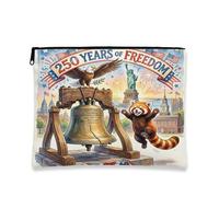 Fantasioso beauty case vintage, 250 anni di libertà, borsa da viaggio per donne, organizer portatile in tela con cerniera, borsa per la cura della pelle del giorno dell'indipendenza, 17,8 x 22,9 cm
