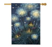 Fantasioso dente di leone bandiera da giardino, fiori magici blu fatata decorazione per la casa, doppio lato iuta decorazione per prato esterno per celebrazioni stagionali 71 x 101 cm