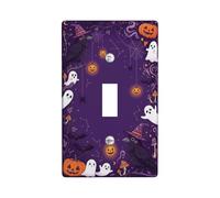 Fantasioso Halloween Fantasma E Corvo Interruttore A Levetta Piastra | Illustrazioni fantasma carino, accenti Jack-o'-lantern, fantasioso cappello da strega corvo, aggiornamento stagionale della