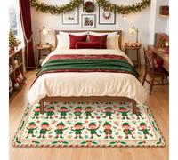 Fantasioso motivo fatine elfi tappeto area di Natale 4 'X 6' | Fantasiosa illustrazione delle fate, decorazione stagionale per le vacanze, accenti festivi rossi e verdi