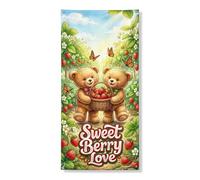 Fantasioso striscione decorativo per porta a forma di fragola, gioioso bacche amore decorazione da giardino, per interni ed esterni, festival di primavera, forniture per vacanze 91 x 183 cm