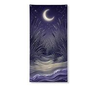Fantasioso striscione per porta al chiaro di luna, decorazione per interni ed esterni, decorazione stagionale da parete per la decorazione della casa, 91 x 182 cm