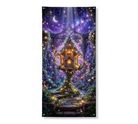 Fantasioso striscione per porta con fiabe, design incantato per interni ed esterni, decorazione magica per festival stagionali, 91 x 182 cm