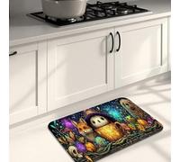 Fantasioso tappetino da cucina per pavimento, con creature colorate della foresta, morbidi, imbottiti, confortevoli, lavabili, antiscivolo, per lavelli da cucina, lavanderia, bagno, 50 x 78 cm