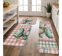 Fantasioso tappetino da cucina per pavimento, stampa colorata con cartoni animati, imbottito, confortevole, lavabile, antiscivolo, decorativo, per lavelli da cucina, lavanderia e bagno, 3 pezzi