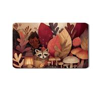 Fantasioso tappetino scolapiatti per bancone della cucina, tappetino in gomma assorbente con foglie autunnali, tappetino in pelle PU a tema foresta per protezione bar 30,5 x 50,8 cm