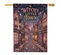 Fantasioso villaggio magico scena Street Halloween casa bandiera 71 x 101