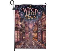 Fantasioso villaggio magico scena Street Halloween Garden Flag 30,5 x 45,7