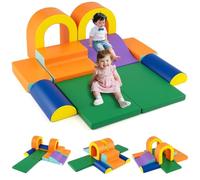 FANTASK 10 pezzi di mattoncini morbidi per bambini, per gattonare, arrampicarsi e scivolare, in schiuma per interni in PU e schiuma, grandi mattoncini XXL per bambini a partire da 1 anno (arancione)
