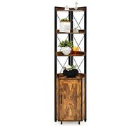 FANTASK 10103JZ-CF-Hochschrank Armadio Cucina, libreria, Supporto per Piante, Multiuso, salvaspazio, Rustico, Alto, Industriale, 6 Piani, Legno ingegnerizzato Metallo, 48 x 32 x 180cm