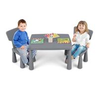 FANTASK 3 cucchiai. Tavolo per bambini con 2 sedie, mobili per bambini in plastica, set da tavola per bambini, gruppo di seggiolini per asilo e cameretta (grigio)