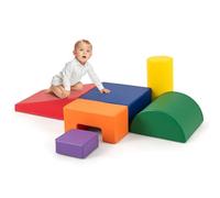 FANTASK 6 Blocchi in gommapiuma, per Bambini in Schiuma per Arrampicata e Scivolo, mattoncini giganti, Multicolore per Bambini (Rosso + Arancione)