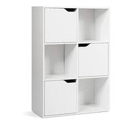FANTASK 63873HW, 3 Piani, 9, Scomparti Aperti, scaffale, libreria con Ante, Legno ingegnerizzato, 60 x 29 x 90 cm (L x B x H)