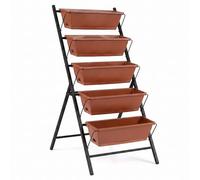 FANTASK Aiuola rialzata a 5 livelli, 57 x 71 x 115 cm, aiuola verticale rialzata con 5 ripiani e fori di drenaggio, aiuola verticale autoportante, scala per piante per verdure, erbe, fiori (rosso)