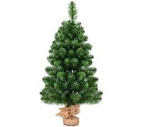 FANTASK Albero di Natale artificiale, 90 cm, con 96 punte e base di cemento, albero di Natale per decorazioni natalizie, verde
