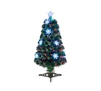 FANTASK Albero di Natale artificiale a LED, 90 cm, con cambia colore in fibra di vetro, punta a stella e aghi in PVC, piccolo albero di Natale per casa, ufficio, negozi e hotel (verde)