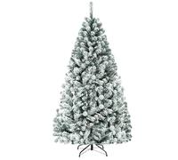 FANTASK Albero di Natale artificiale con neve, albero di Natale con aghi in PVC, giunti in metallo e supporto pieghevole, per casa, ufficio, negozi e hotel (180 cm)