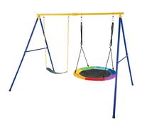 FANTASK Altalena doppia per esterni, con altalena per bambini e altalena, portata fino a 300 kg, con struttura in metallo