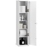 FANTASK Armadietto da bagno con 3 ripiani rimovibili, armadietto da bagno, mobile da pavimento e armadio laterale per soggiorno e bagno (bianco)