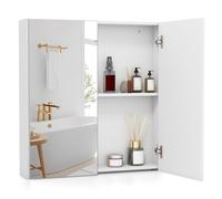 FANTASK Armadio da bagno, pensile con specchio, armadio a specchio, bagno, in legno, per bagno, 62 x 11,5 x 65 cm (bianco)