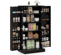 FANTASK Armadio da Cucina, Legno ingegnerizzato Metallo, Nero, 60 x 40 x 120 cm