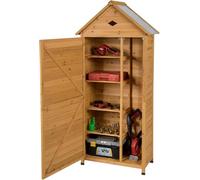 FANTASK Armadio da giardino in legno, 177 x 80 x 45 cm, per attrezzi da giardino, resistente alle intemperie, capanno da giardino, capanno in legno con tetto a due falde