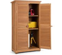 FANTASK Armadio da giardino in legno, resistente alle intemperie, capanno con 3 ripiani estraibili