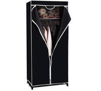 FANTASK Armadio in tessuto, con asta appendiabiti e ripiano, in tessuto, pieghevole, per soggiorno, camera da letto, cantina, 74 x 50 x 172 cm (nero)