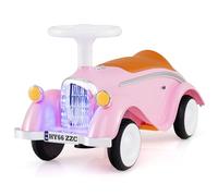 FANTASK Auto antiscivolo per bambini, auto scorrevole con volante e clacson e faro a LED, veicolo antiscivolo retrò classico, con spazio sotto il sedile, carrello per bambini a partire da 1 anno (rosa