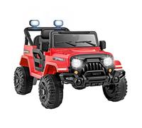 FANTASK Auto elettrica per bambini, colore rosso | Auto elettrica per bambini con telecomando, musica, storie, luci LED e sospensioni, 12 V, sospensioni a 4 ruote e cintura di